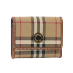 BURBERRY 經典格紋及牛皮三折短夾/經典米色, , large