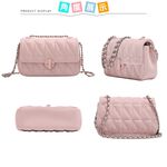 SPRING-菱格迷你鍊條包 刺繡鍊條轉鎖斜背包 菱格迷你晚宴包 -多色, , large