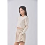 (S) lamagie femme修身短版白色長袖上衣二手衣, , large