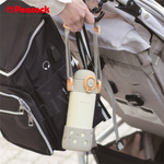 【日本孔雀Peacock】耐衝擊底座  背帶式 一鍵彈開吸管杯 兒童不鏽鋼保溫杯水壺400ML-星光黃, , large