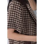 (S) weishan chang質感羊毛格紋五分袖棕色外套二手衣, , large