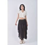 (M) 質感紡紗棉質黑色長裙二手衣, , large