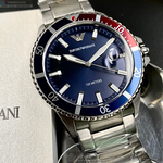 [星晴錶業]ARMANI手錶,42mm,AR00020寶藍色錶面寶藍錶殼銀色精鋼錶帶款, , large