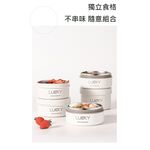 【A&R】四入組 日式304不鏽鋼便當盒附保溫袋、餐具套裝-保溫款 2000ML 奶油白, , large