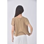 (S) tgys design質感跳色鈕扣杏色短袖上衣二手衣, , large