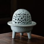 【A&R】招財開運 青瓷祥雲三足鼎 荷影香爐, , large