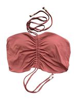 QXHEE.T. 台灣製．前中抽皺蝴蝶造型綁帶後釦泳裝QX-H426a 琥珀棕L, , large