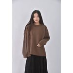 (F) 素面落肩棕色毛衣二手衣, , large