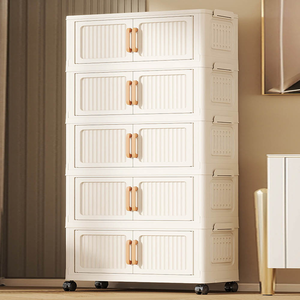 【AOTTO】80面寬五層摺疊附輪雙開門收納櫃(AC-080W)