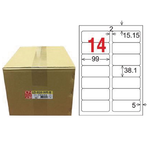 【龍德】LONGDER三用電腦標籤A4 14格 圓角 38.1*99mm 可再貼1000張/箱 LD-816-WR-B(適用雷射、噴墨、影印), , large