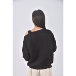 (L) pooky韓牌質感棉質珍珠黑色長袖上衣二手衣, , large