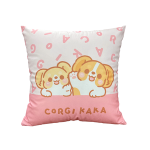 【多利寶寢具】柯基犬卡卡_水晶絨靠墊抱枕-品牌字母