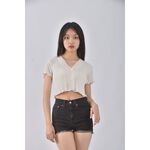 (S) high rise skinny丹寧牛仔素面黑色短褲二手衣, , large