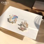 【Gulicc】古莉可 耳環 韓國蝴蝶鑲鑽花朵耳環, , large
