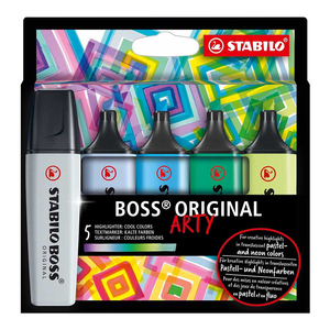 STABILO 德國 思筆樂 BOSS ORIGINAL ARTY 波士經典螢光筆  5色冷色系組/盒 ST70/5-02-2-20