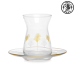 【SOLO歐洲家居】LCW Home 土耳其製 130ml 金棕棕櫚玻璃茶杯四件組, , large