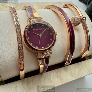 [星晴錶業]ANNE KLEIN手錶,26mm,AN00200桃紅色錶面玫瑰金錶殼玫瑰金色合金錶帶款