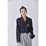 (S) 【安于晴Charlene私服】質感西裝字母藍色外套二手衣, , large