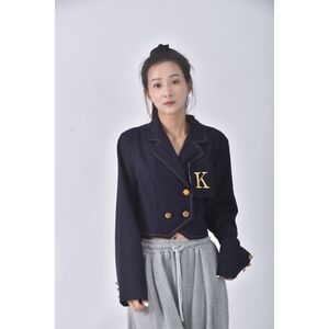 (S) 【安于晴Charlene私服】質感西裝字母藍色外套二手衣