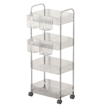 [ENNE] Simple style four-layer storage acrylic storage cart with four transparent hanging baskets (cart/trolley/storage rack/shelf/tool ​​cart/mobile/tool ​​rack/storage/cabinet/shelf) (F0032-4), , large