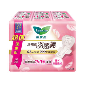 蕾妮亞零觸感羽感棉夜用型30cm6片x3