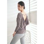 YOGA FLOW Soft(L)Sleeve - 後背優雅垂墜罩衫 - 冬日灰 Dark Grey, , large