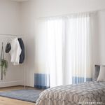 Ready-Made Sheer Curtains – Set of 2 Panels – "Blue Ocean Gradient" – Width 100cm, Height 163/208/238cm – Made in Taiwan – Beige & Blue Tones – Ocean Style – Machine Washable, , large