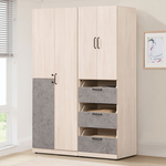 【Homelike】喜家居4.5尺三抽衣櫃-清水模拼色(2305), , large