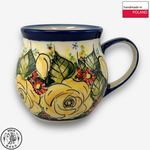 【SOLO歐洲家居】波蘭製 Cerraf 波蘭陶 350ml 胖胖杯 馬克杯 水杯 咖啡杯 晨光黃薔系列, , large