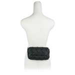 BOTTEGA VENETA Diago 平滑小牛皮編織翻蓋胸口包/腰包/黑色, , large