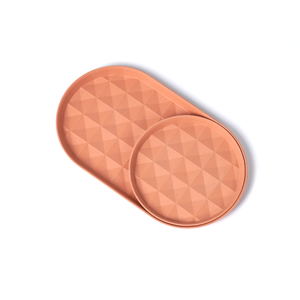 re-ing Bamboo Fiber Plates-Long plate&Round plate-Pink Orange