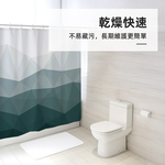 【上手家居】幾何漸層防水浴簾 漸層綠(乾濕分離/浴室防水簾/浴室隔間/浴室簾), , large