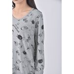 (M) odri質感印花灰色長袖上衣二手衣, , large