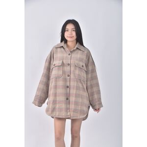 (XL) nagumo miyuki質感格紋杏色外套二手衣