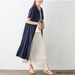 日本【SHONAGON】印度有機棉魚擺短袖洋裝, , large