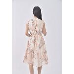 (S) 碎花無袖杏色洋裝二手衣, , large