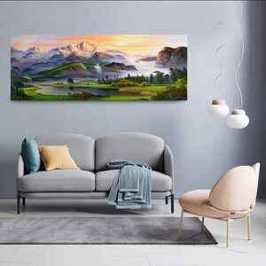 【御畫房】旭日東升 國家一級畫師手繪油畫60×120cm(VF-56)