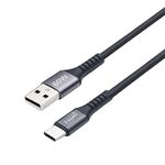 E-BOOKS XA41 Aluminum USB-A to C 60W Charging Cable-3M PD Fast Charging Supports 3A high current, , large
