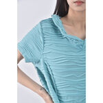 (S) 質感層次綠色短袖上衣二手衣, , large