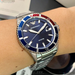 [星晴錶業]ARMANI手錶,42mm,AR00020寶藍色錶面寶藍錶殼銀色精鋼錶帶款, , large