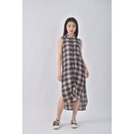 (L) 【德馨私服】forever21質感棉質純棉格紋黑色洋裝二手衣, , large