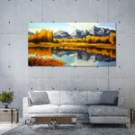 【御畫房】湖畔秋色 國家一級畫師手繪油畫60×120cm(VF-131), , large