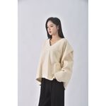 (F) tizzi韓牌v領杏色長袖上衣二手衣, , large