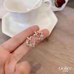 【Gulicc】古莉可 耳環 韓國蝴蝶鑲鑽花朵耳環, , large