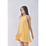 (S) girls monday質感棉質無袖黃色洋裝二手衣, , large