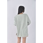 (XL) muji棉質橫線條綠色長袖上衣二手衣, , large