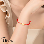 【Prisme Gold】黃金手鍊 金圓環綴飾紅編織手鍊 (金重:約0.053錢±0.03), , large
