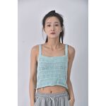 (S) 【安于晴Charlene私服】air space lady質感吊帶針織藍色上衣二手衣, , large