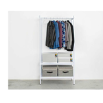 【Y HOUSE】90x45x180cm two-layer hole-free single-pole wardrobe rack, hole-free shelf, open hanger - white, , large