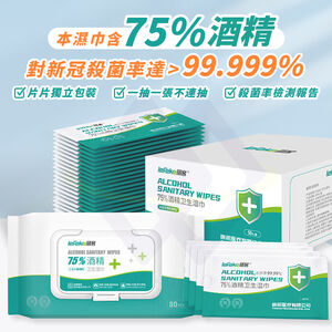 【禾統】75%酒精濕巾/80抽/包(不連抽 酒精濕紙巾 消毒清潔 抗菌濕紙巾)